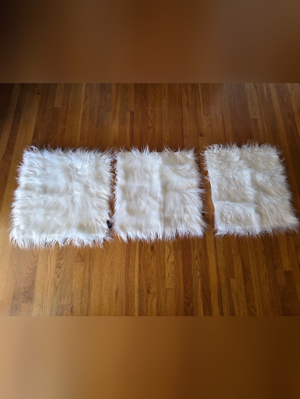 Set Of 3 Fuzzy Faux Fur Mongolian Luxury Deocorative Pillow Cover 20x20"